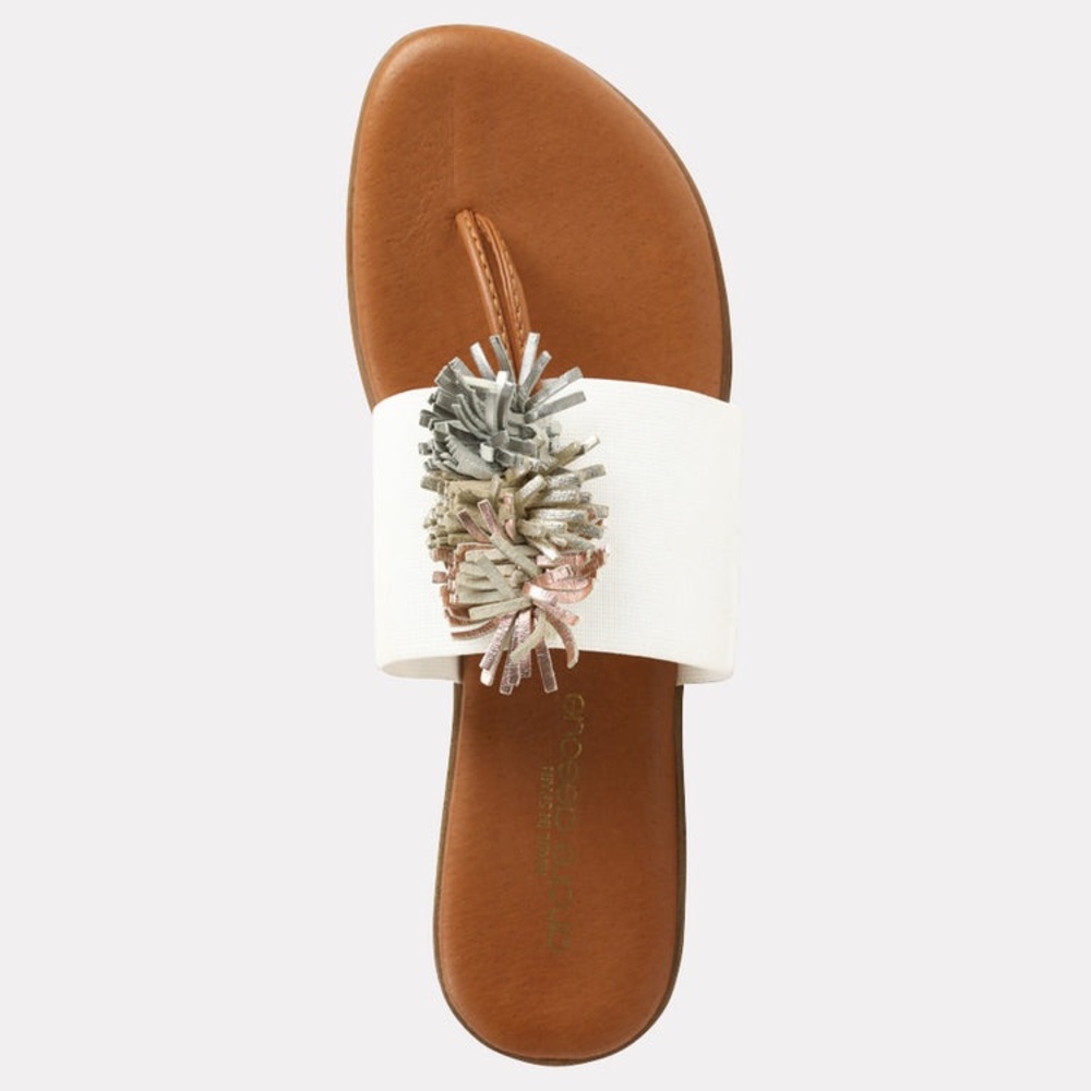 ANDRE ASSOUS NOVALEE NEUTRAL FEATHERWEIGHTS SANDAL Italian Leather Flip Flop 10